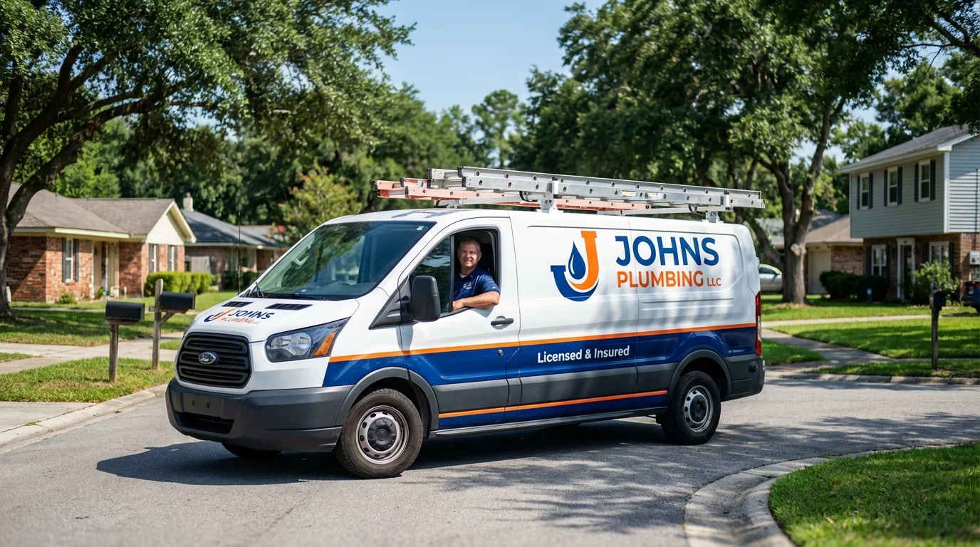 Johns Plumbing LLC service van in Guadalupe, CA