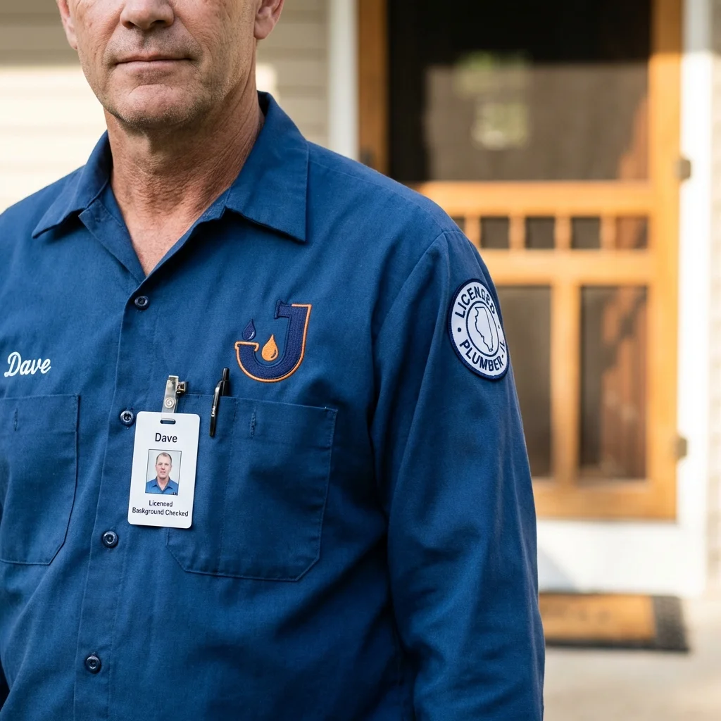 Licensed plumber showing ID badge in Guadalupe, CA