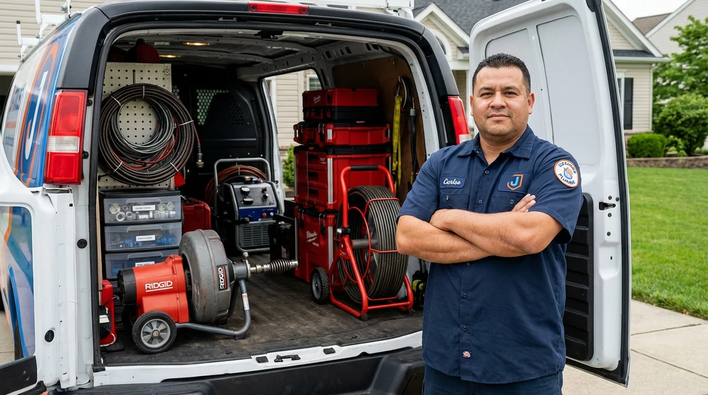 Professional drain cleaning equipment and Johns Plumbing LLC plumber in Guadalupe