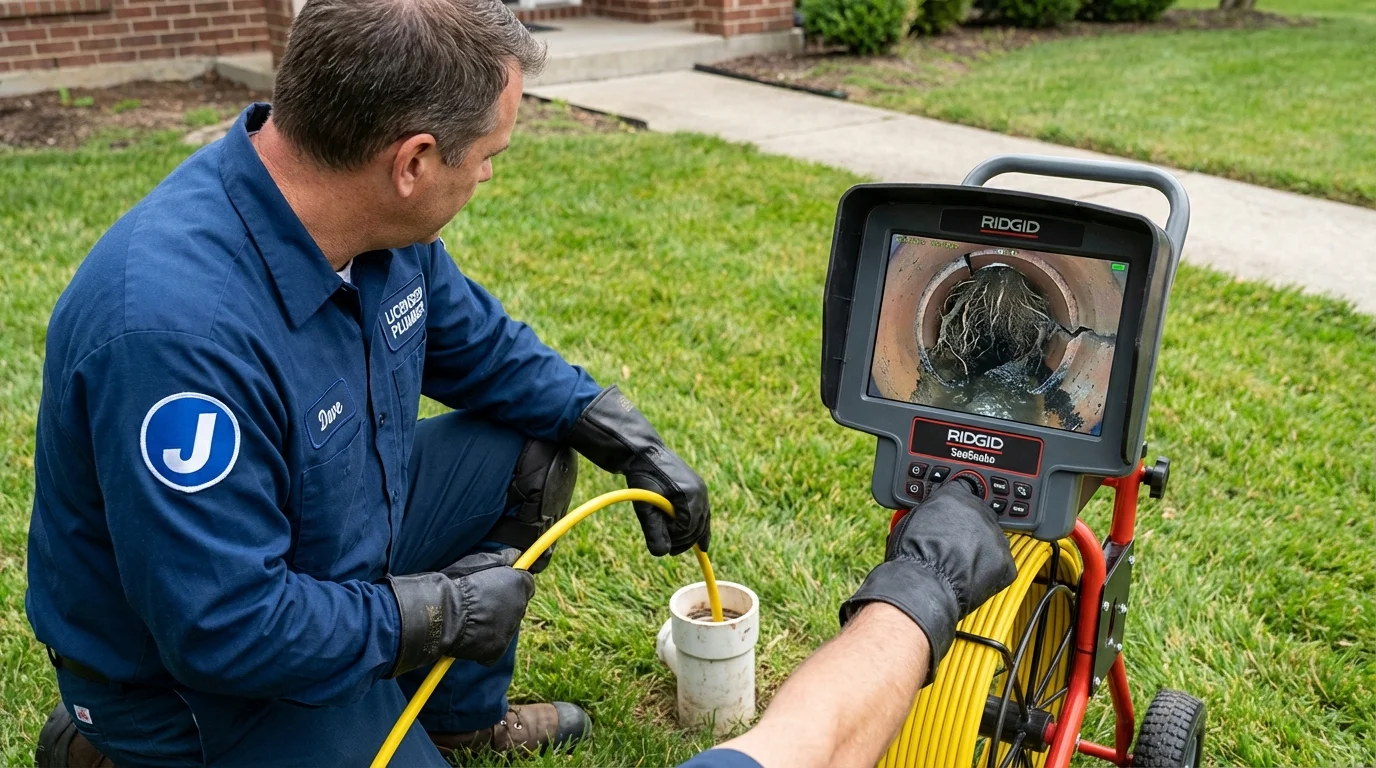 Sewer camera inspection being performed by Johns Plumbing LLC in Guadalupe